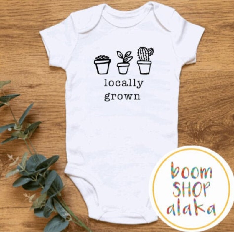 Gender Neutral Locally Grown Funny Baby Outfit Onesie Bodysuit