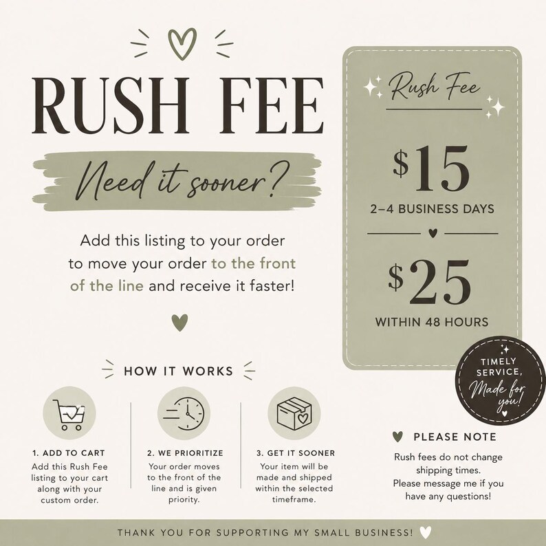 Rush Order Add-on | Priority Processing Fee | Skip the Line Service - Etsy