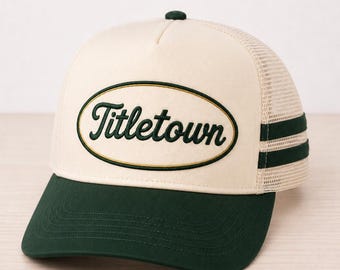 Titletown Embroidered Trucker Hat | Green & Cream Wisconsin Hat | Retro Football Hat | Midwest Game Day Cap | Gift for Fans