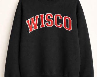 Wisconsin “WISCO” Embroidered Collegiate Crewneck Sweatshirt