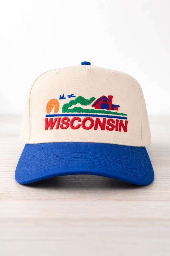 Retro Wisconsin Embroidered Hat | Vintage State Pride Baseball Cap | Midwest Style Adjustable Hat