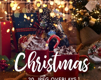 Christmas Photo Overlays: Bokeh, Confetti, Golden Light (20 JPEG)