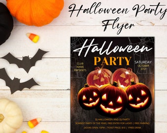 Editable Halloween Party Flyer Template, DIY Spooky Invitation (Digital Download)