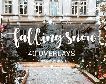40 Falling Snow Photo Overlays, Christmas & Winter Effects (JPEG)
