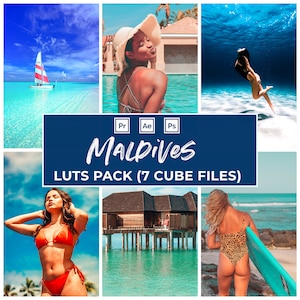 7 Maldives video Luts Beach video presets for Adobe Premiere Pro travel video luts Mobile video filter Bright Luts Summer Luts Photo Luts