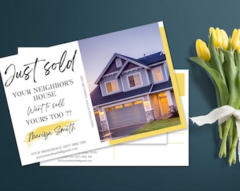 Realtor Just Sold Postcard Template, Real Estate Marketing (Canva Download)