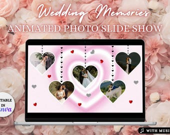Wedding Slideshow Video Template, Animated Photo Memories (Canva)