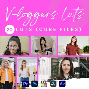 VLOGGER LUTs Bundle for Adobe Premiere Pro, 20 Video Luts, Final Cut Pro, Vlog luts pack, Vlogger Instagram Influencer luts pack for video.