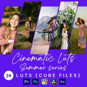 Serie estiva di LUT cinematografiche / Pacchetto di 24 LUT di alta qualità per film di color grading, lightroom, preimpostazioni video, migliori lut retrò di film