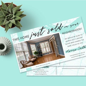 Grundbesitz Postkarten Makler Denken an den Verkauf von Realtor Farming Card Realtor Postkarte grundstücksvermarktung bearbeitbare Canva Download