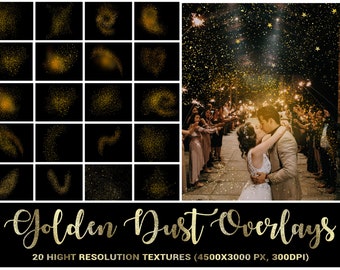 Gold Fireflies Photoshop Overlays | Glittering Stardust Effects