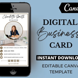 Real Estate Business Card Digital Business Card Template Canva Template Custom Business Card Realtor digital card Business card design