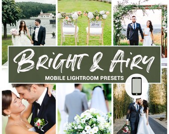Bright & Airy Wedding Lightroom Presets, Mobile Photo Filters (DNG)