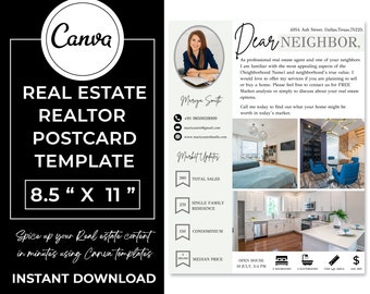 Realtor Hello Neighbor Letter Template, Real Estate Marketing (Canva Editable)