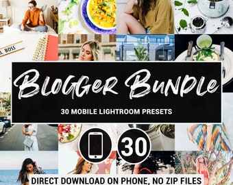 30 Mobile Lightroom Presets: Blogger & Lifestyle Bundle (DNG)