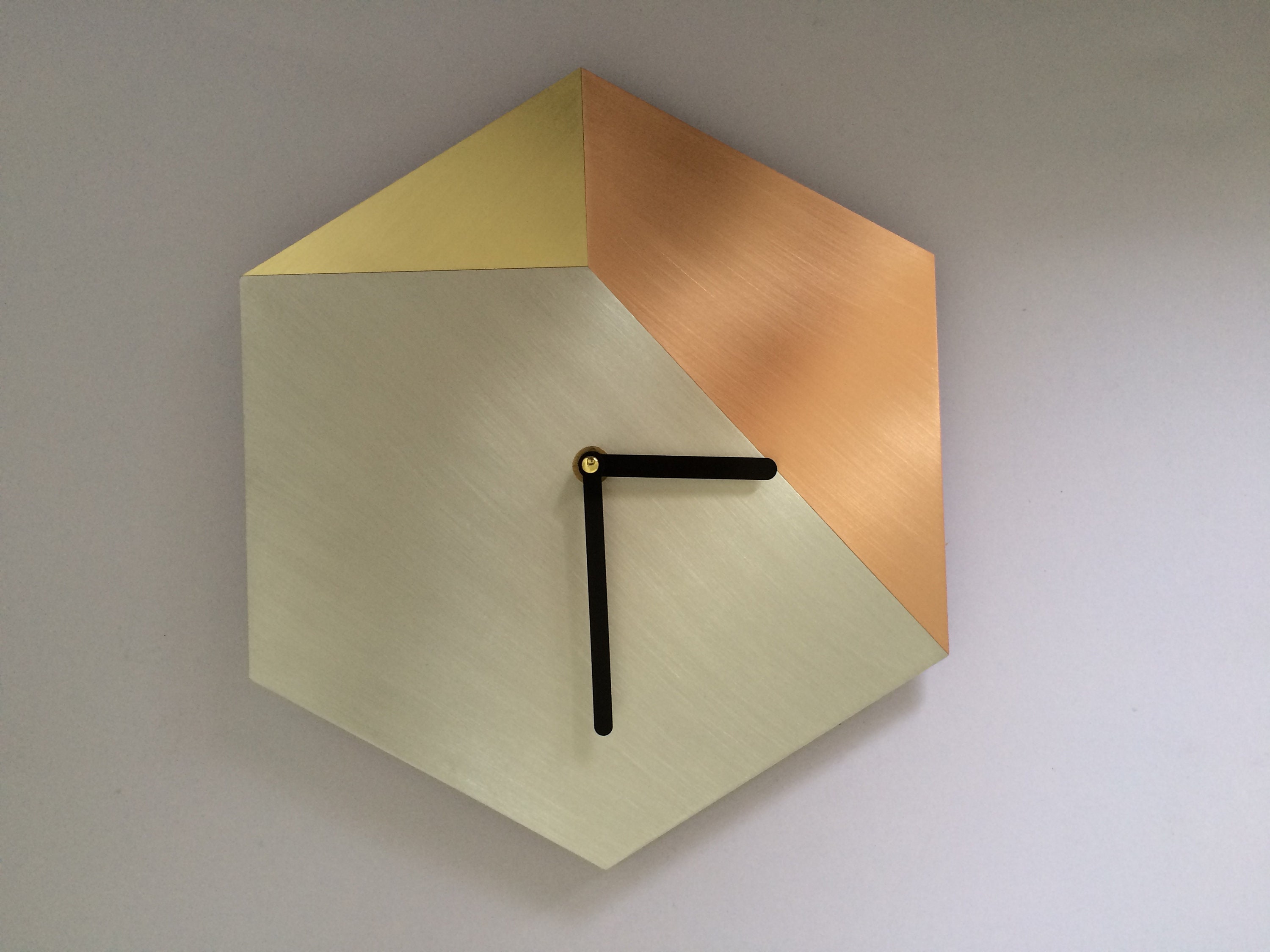 Hexagon Wall Clock Handmade Copper Wall Clock Modern Decor Etsy