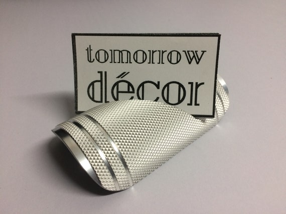 Silver Curve Business Card Holder For Desk Modern Decorative Etsy