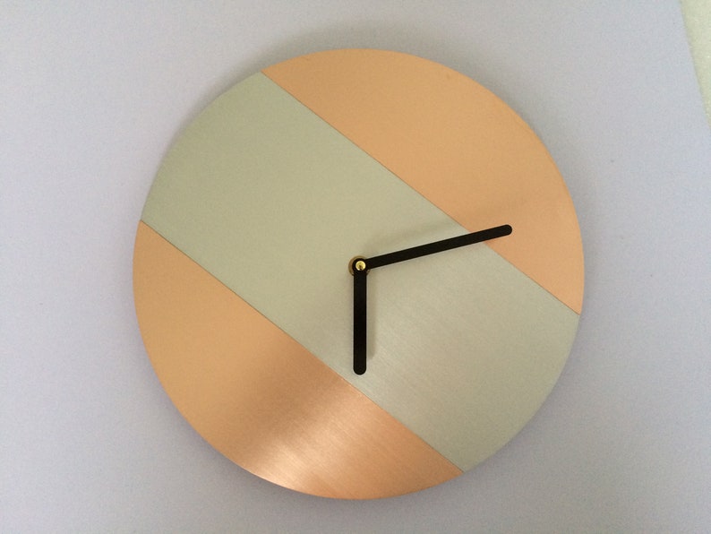 minimalist wall clock real copper clock handmade modern decor | etsy