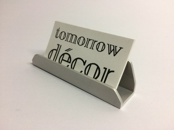 Silver Business Card Holder For Desk Modern Decorative Office Etsy