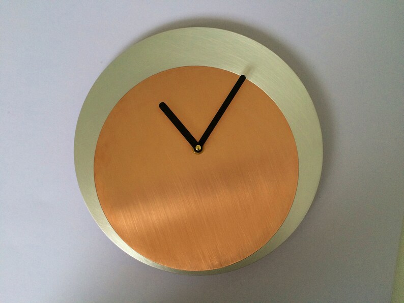 Round Wall Clock Minimalist Real Copper Wall Clock Handmade Etsy