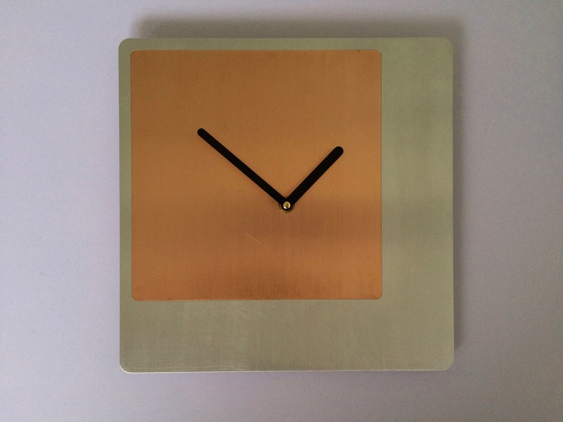 rectangle wall clock real copper clock rose gold handmade | etsy