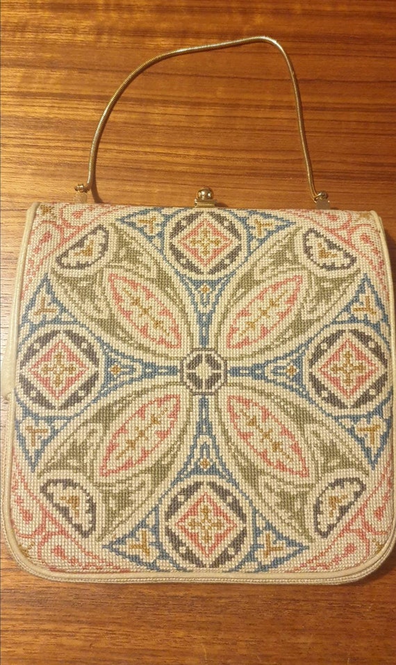 1960s Folk Bag vintage Embroidered Needlepoint 196