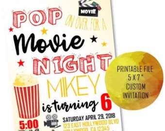 Movie Party Invitation Movie Birthday Party Invitation Movie Birthday Invite Movie Birthday Invitation Instant Download Movie Birthday