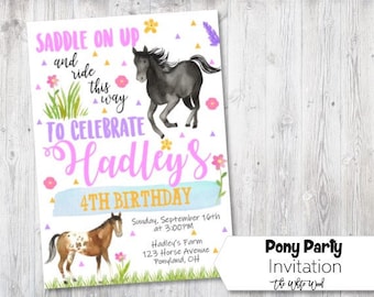 Horse Birthday Invitation Horse Birthday Party Horse Birthday Party Invitation Cowgirl Birthday Decoration Cowgirl Birthday Horse Birthday