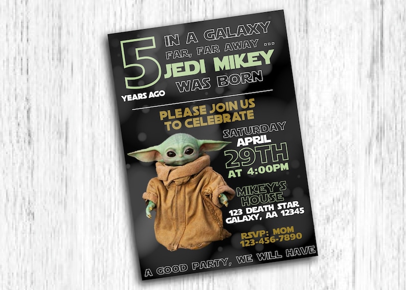 Baby Yoda Birthday Invitations Grogu Birthday Star Wars Etsy New Zealand