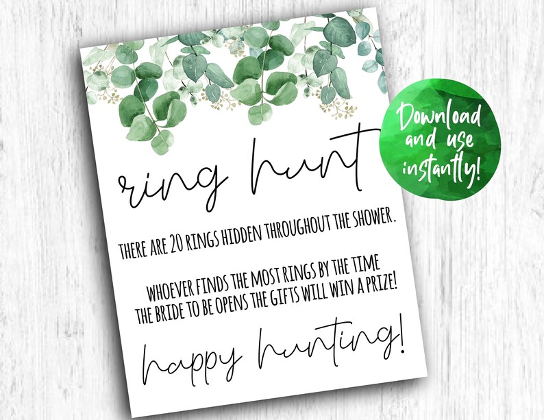 Bridal Shower Game Ring Hunt Bridal Shower Game Wedding Shower image 0