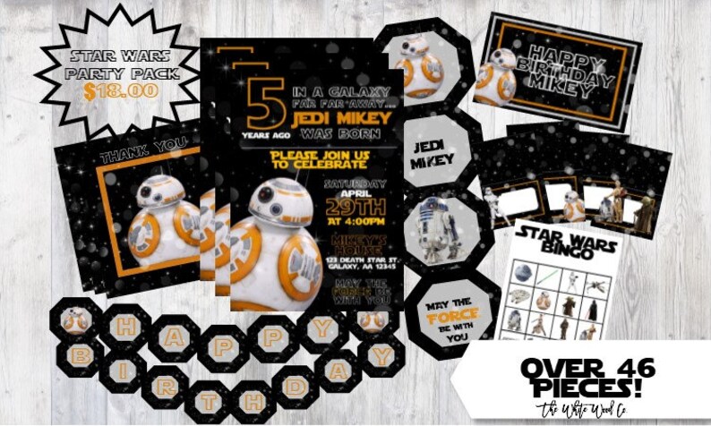 Star Wars Birthday Decorations Bb 8 The Force Awakens Etsy