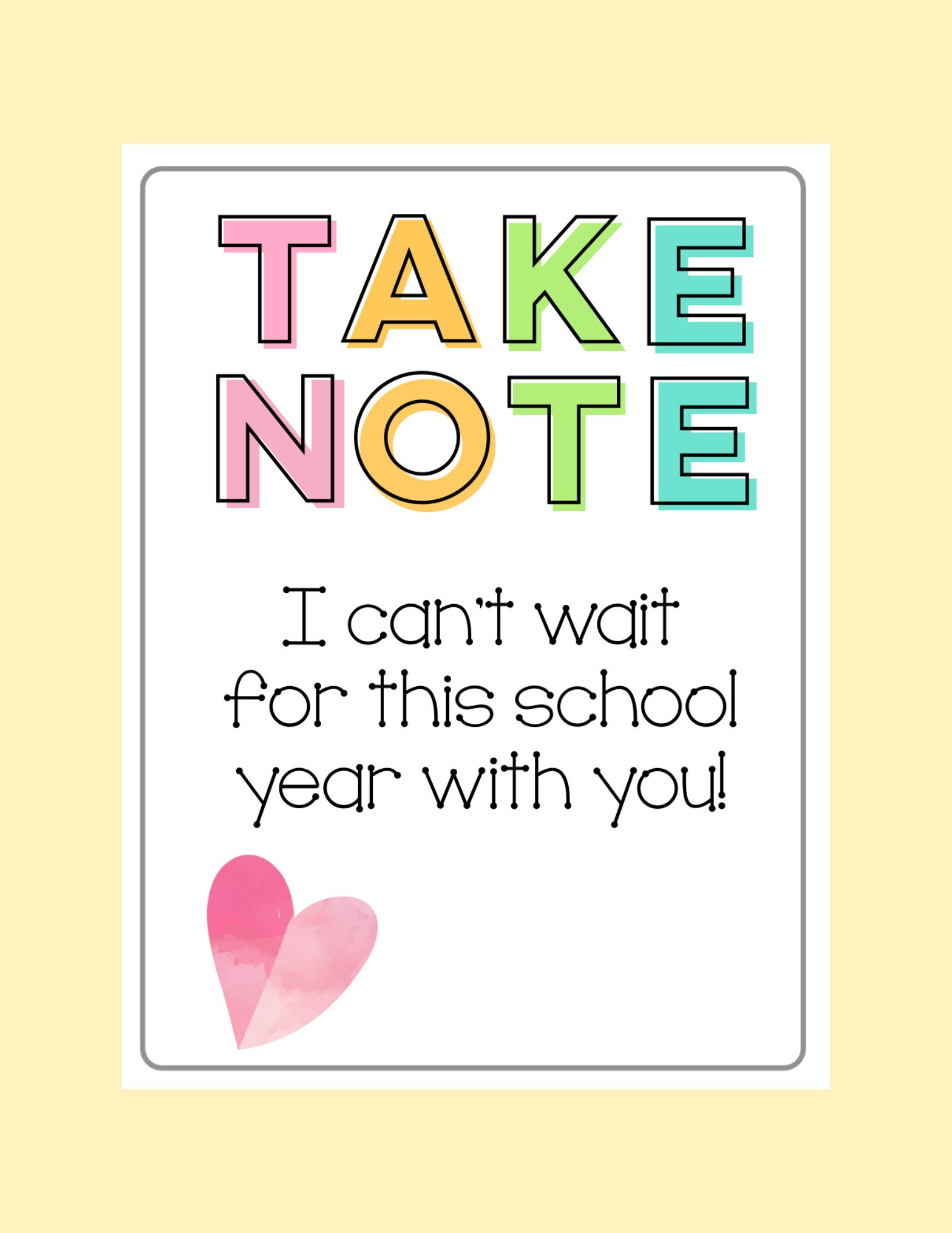 Take Note Teacher Back to School Gift Teacher Gift Back to | Etsy