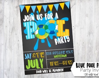 Pool Party Pool Party Birthday Invitation Pool Party Invitation Pool Party Invite Pool Party Invitation Boy Summer Party Invite