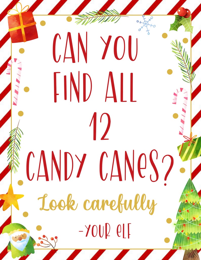 Editable Elf Candy Cane Hunt Elf Idea Christmas Elf Candy Cane Holiday Elf Can You Find The Candy Canes Elf Ideas Elf Activities Holiday Elf image 2