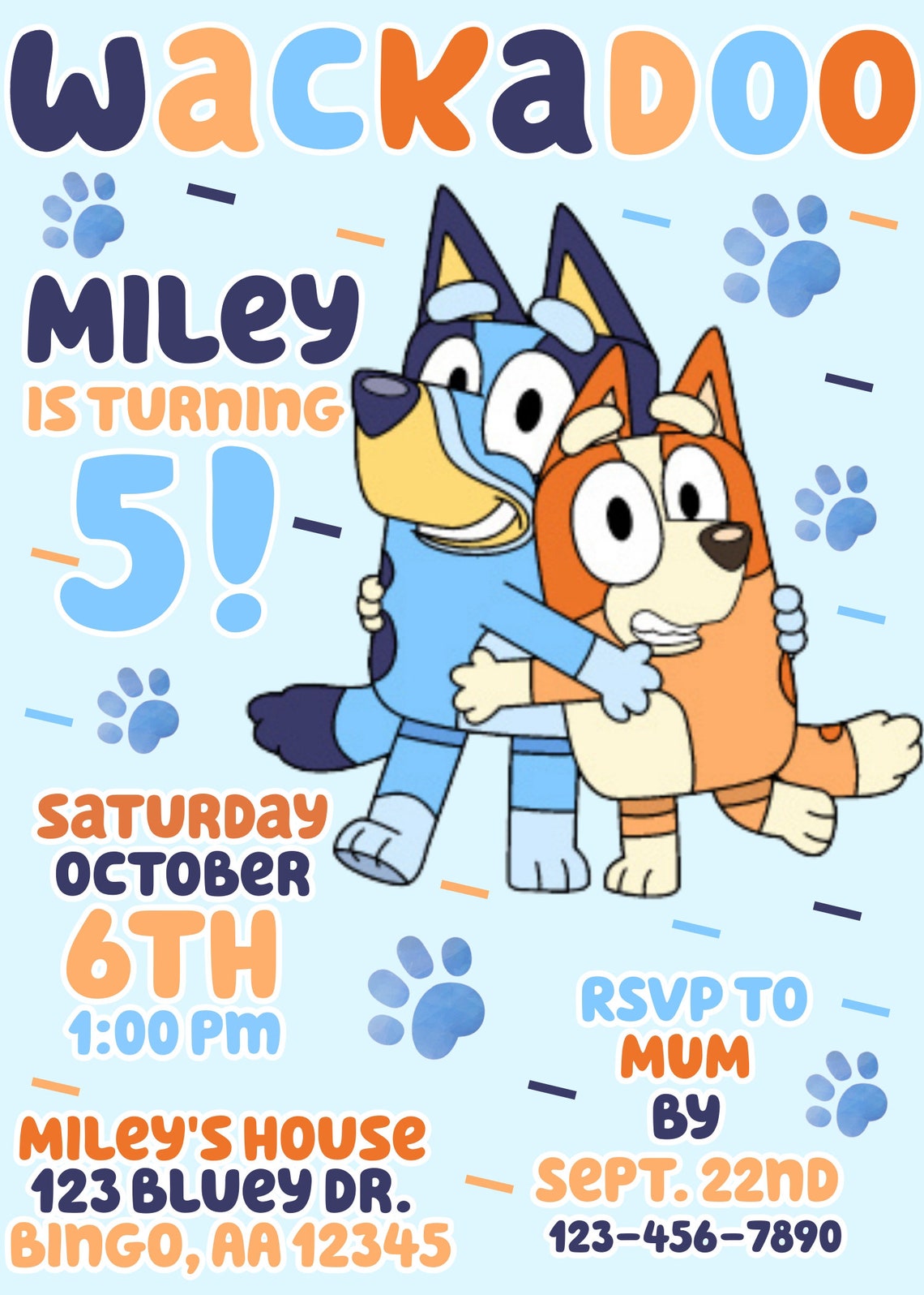 Bluey Birthday Invitation Bluey Invite Bluey and Bingo Party Etsy