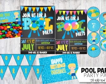 Pool Party Birthday Invitation Pool Party Pool Party Invitation Pool Party Invitation Boy Pool Party Favors Pool Party Decorations Instant