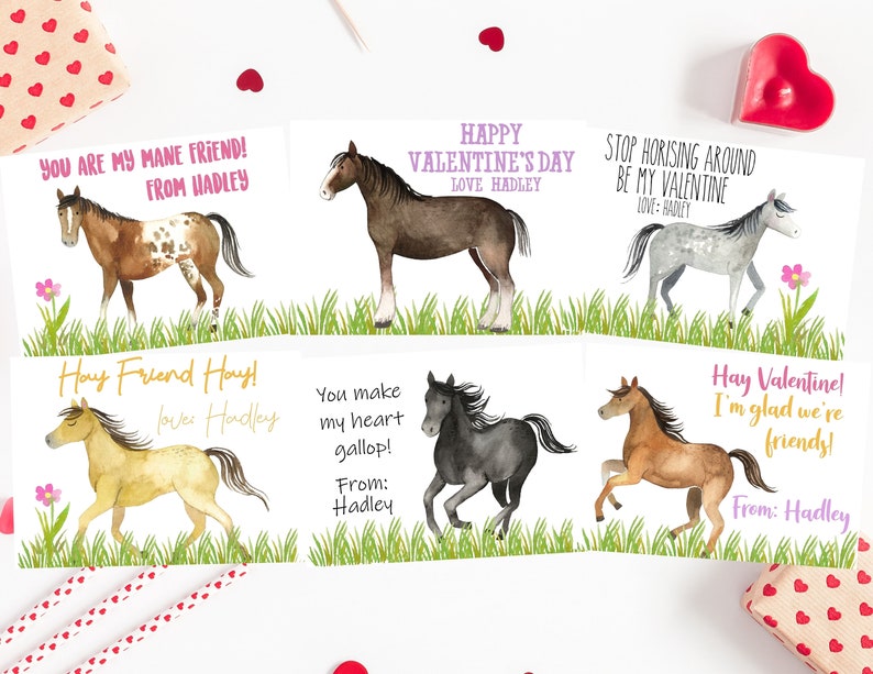 Horse Valentines Horse Valentine Cards Horse Valentines For Etsy Canada