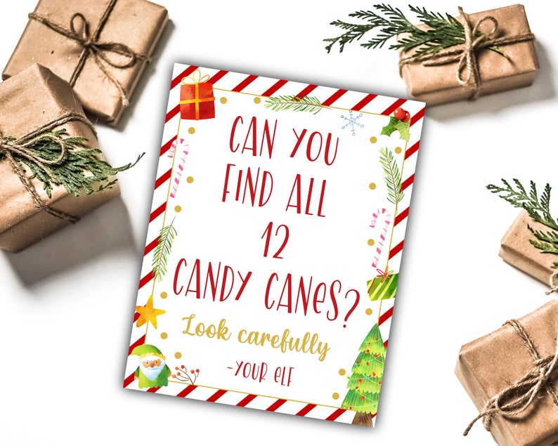 Editable Elf Candy Cane Hunt Elf Idea Christmas Elf Candy Cane Holiday Elf Can You Find The Candy Canes Elf Ideas Elf Activities Holiday Elf image 1