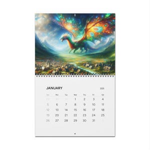 Dragons Fantasy 2025 Wall Calendar, Mythical Creatures Planner, Yearly Organizer, Magic Fantasy Art, Mystical Dragons Decor