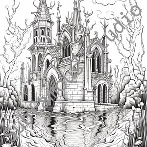 Gothic Dream Homes 5 Coloring Pages - Set of 5 (Digital Download)