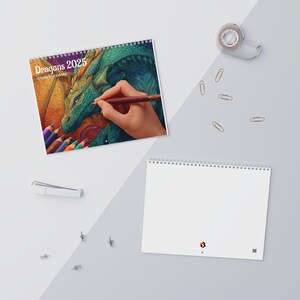 2025 Illustrated Wall Calendar - Dragon & Eye Artwork, Wall Decor, Art Calendar, Home Office Organizer, Unique Gift Idea