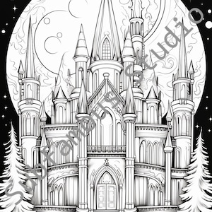 Gothic Dream Homes 3 Coloring Pages - Set of 5 (Digital Download)
