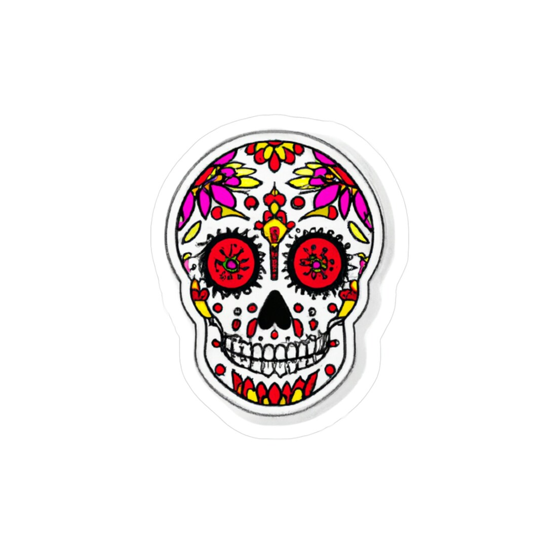 Sugar Skull Vinyl Decal Etsy