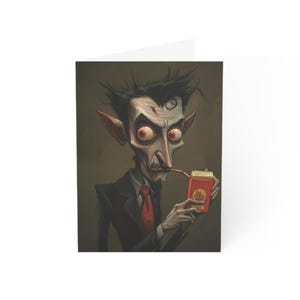 Vampir-Thema Gute Besserung, Grußkarten, Halloween-Briefpapier, Handgefertigte Karten, Einzigartiges Geschenk, Beileidskarte