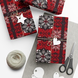 Snowflake Wrapping Paper, Christmas Gift Wrap Papers, Holiday Gift Wrap Supplies, Festive Present Packaging, Traditional Xmas Gift Wrap