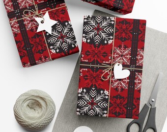 Snowflake Wrapping Paper, Christmas Gift Wrap Papers, Holiday Gift Wrap Supplies, Festive Present Packaging, Traditional Xmas Gift Wrap