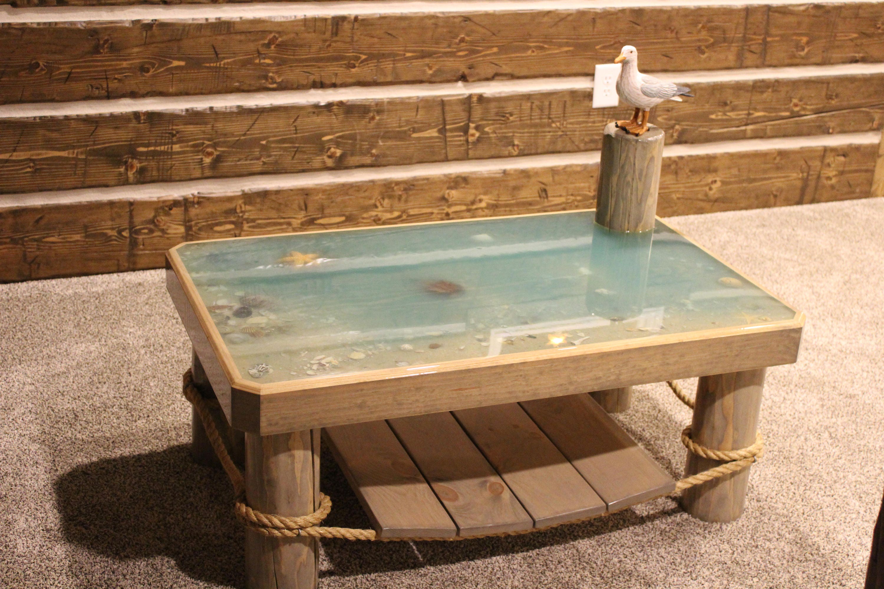 Beach Themed Epoxy Top Coffee Table Etsy