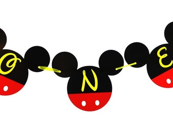 Mickey Mouse 1st Birthday Banner | ONE Birthday Banner | Happy Birthday Banner | Mickey mouse birthday Banner | Disney Banner | Club House