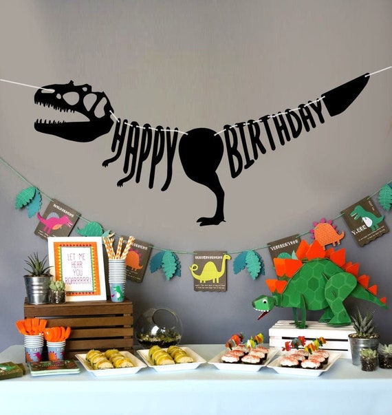 Dinosaur Banner Dino Party Jurassic Park Birthday Banner Etsy