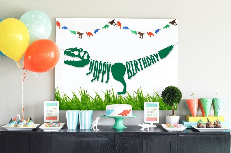 Dinosaur Banner Dino Party Jurassic Park Birthday Banner Etsy